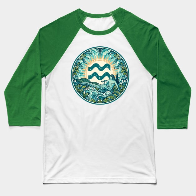 "Cosmic Uprising: Aquarius Euphoria"- Zodiac Horoscope Star Signs Baseball T-Shirt by stickercuffs